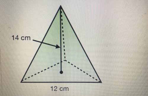 What is the volume of the regular pyramid?  A. 291 cm^3 B. 336 cm^3 C. 168 cm^3 D. 392 cm^3