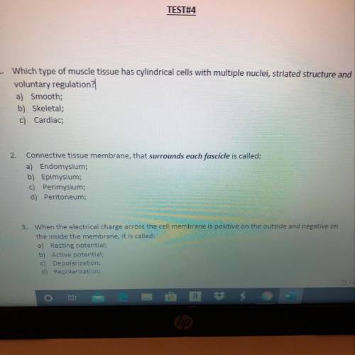 Which type of muscle tissue has cylindrical cell with multiplie nuclei striated muscle and voluntary