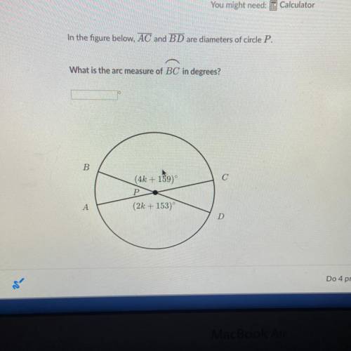 What is the arc measure of BC in degrees