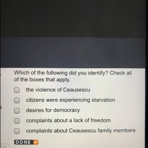 Which of the following did you identify? Check all of the boxes that apply . the violence of Ceauses