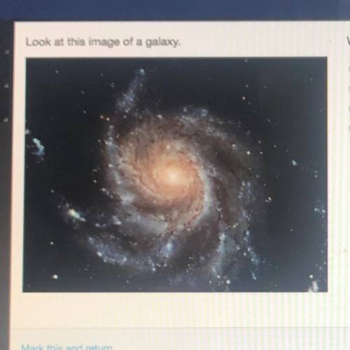 Look at this image of a galaxy. What type of galaxy is shown? A. barred B. elliptical C. irregular D