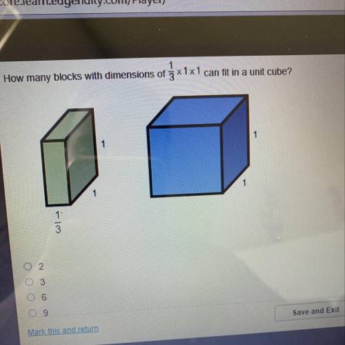How many blocks with dimensions of 3x1x1 can fit in a unit cube? оооо I need help can you hurry plz