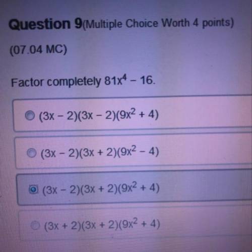 Factor completely 81x^4-16