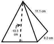 Which expression represents the total surface area, in square centimeters, of the square pyramid?(8.