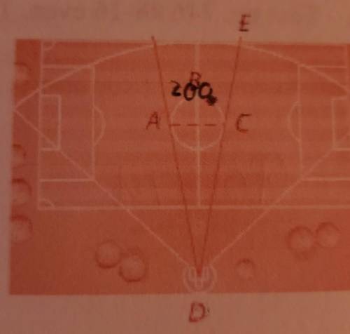 The multi-sport field shown includes a softball field and a soccer field. if m(arc)ABC = 200, find e