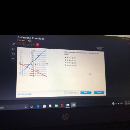 Which statement is true regarding the functions on the graph? My answer is A, am I right?