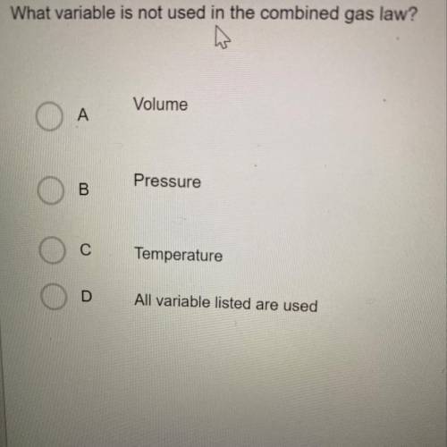 What variable is not used in the combined gas law?