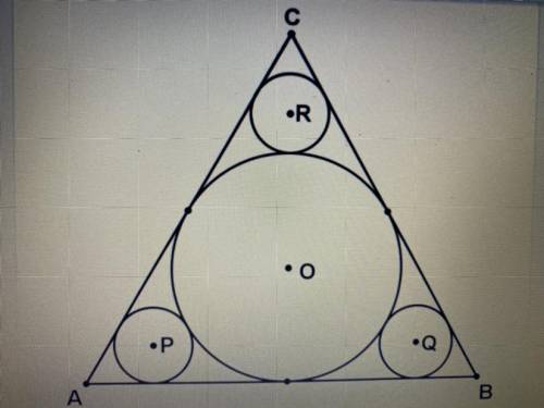 In the diagram below triangle ABC is equilateral. All circles are tangent to each other and to the s