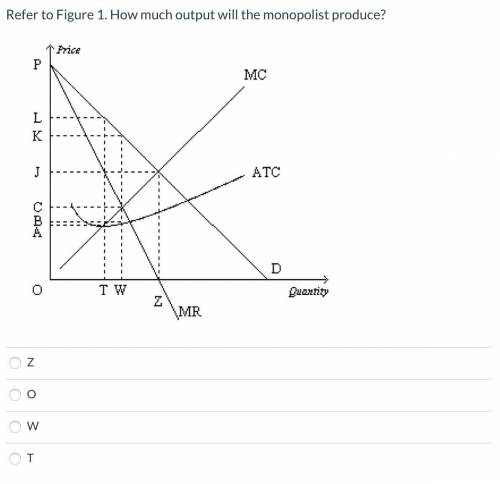 Refer to Figure 1. How much output will the monopolist produce?