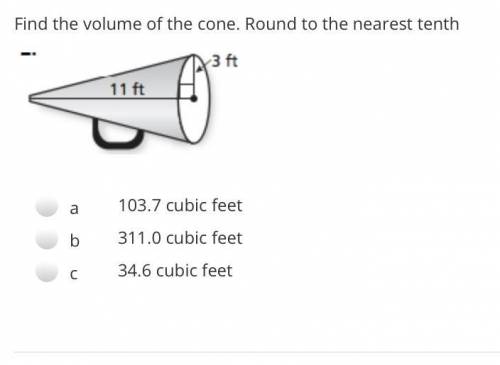 What is the volumen of the cone 11ft 3ft