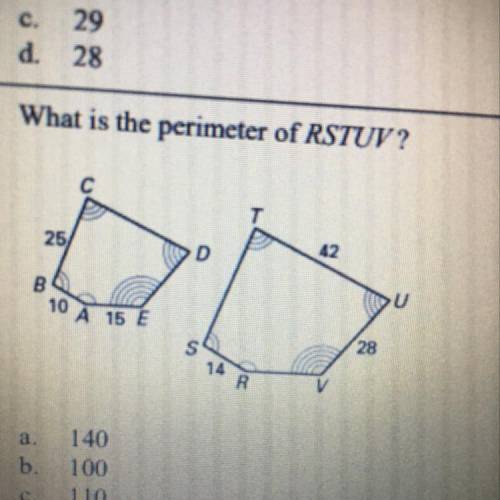 What is the perimeter of RSTUV?