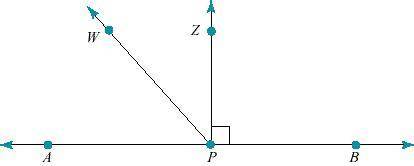 If m∠APW = 20°, then the measure of ∠WPZ is