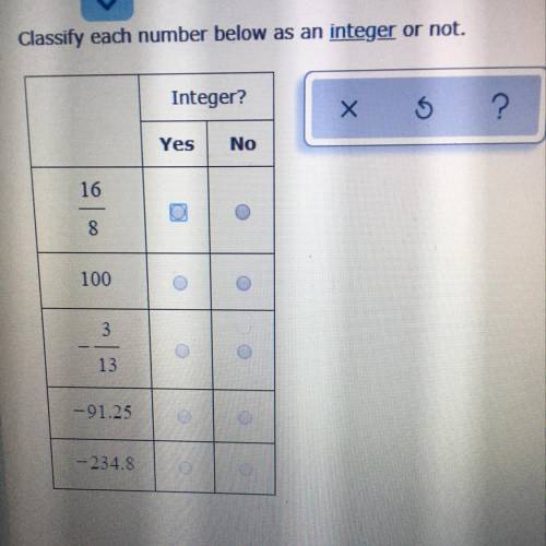 Classify each number below as an integer or not