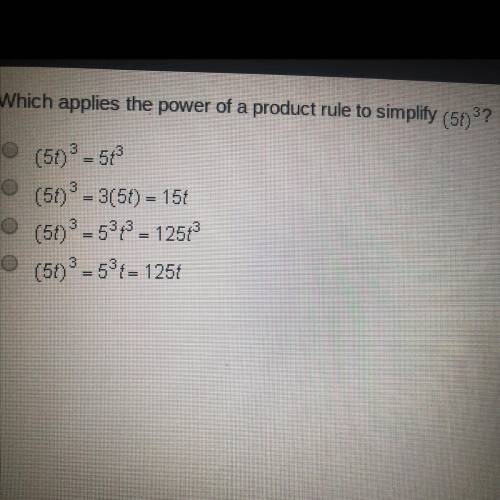 Which applies the power of a product rule simplify