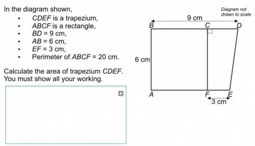 Calculate the area of the trapezium CDEF