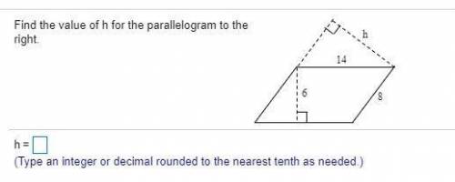 Find the value of h for the parallelogram to the right.