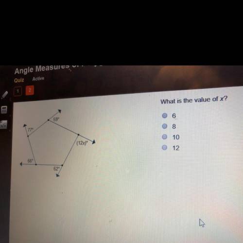 What is the value of x? A) 6 B) 8 C) 10 D) 12 Pls help ?