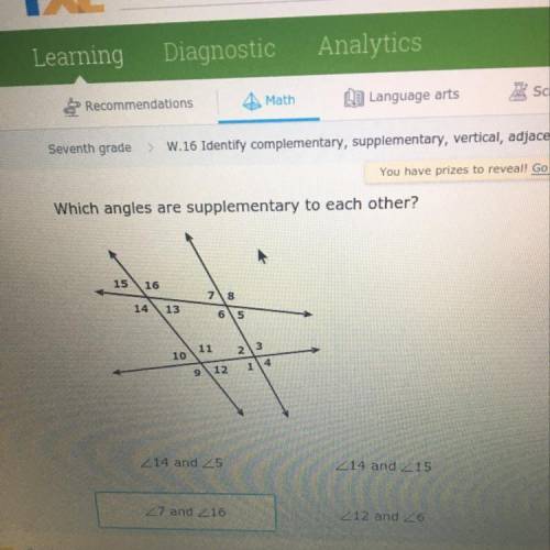 Which angles are supplementary to eachother