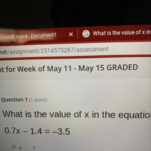 What is the value of x in the equation