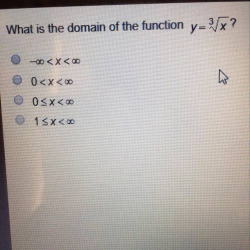 What is the domain of the function y=x? 0 Ą OSX<00 15x<00