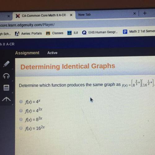 Determine which function produces the same graph as. HELP ASAP PLEASE