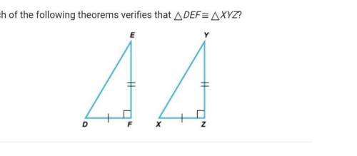 Which of the following theorems verifies that DEF=XYZ? a)AA b) LL c) HA d)HL