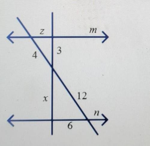 If n ll m, find the value of x and the value of z.A. x=9, z=2B. x=9, z=1.5C. x=18, z=1.5D. x=8, z=5