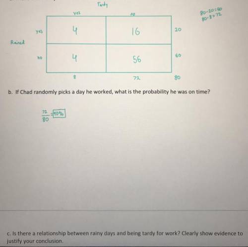 Need help with part C of a two-way table question