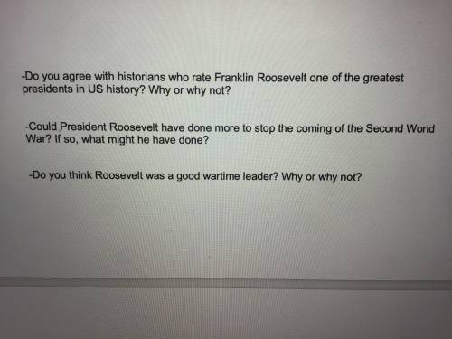 FDR and World WarII Please Answer the following questions Fast