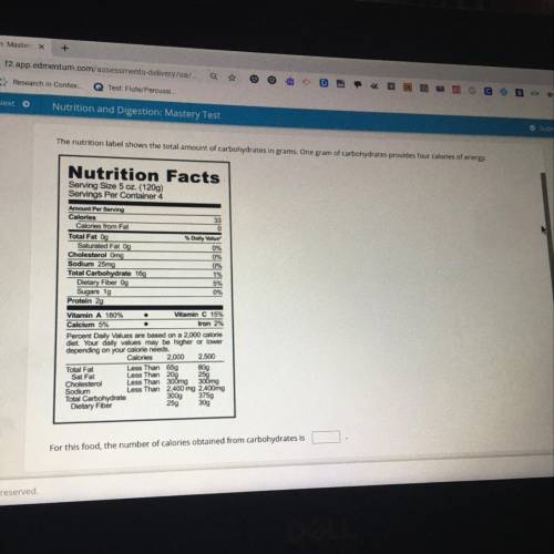 The nutrition label shows the total amount of carbohydrates in grams. One gram of carbohydrates prov