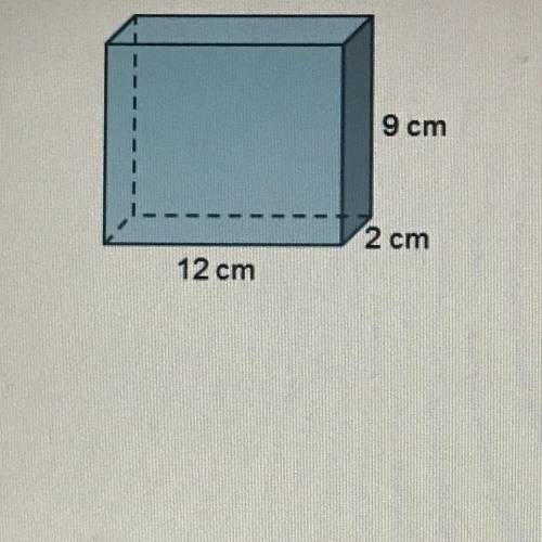 The formula for volume of a rectangular prism is V= Bh. The variable B stands for the_ In this prism