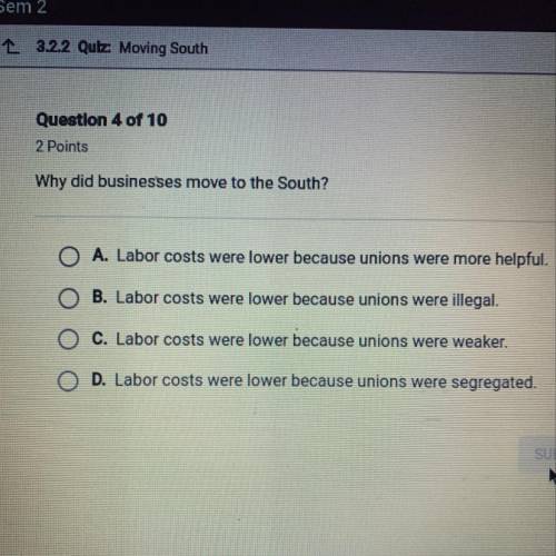 Why did businesses move to the South?