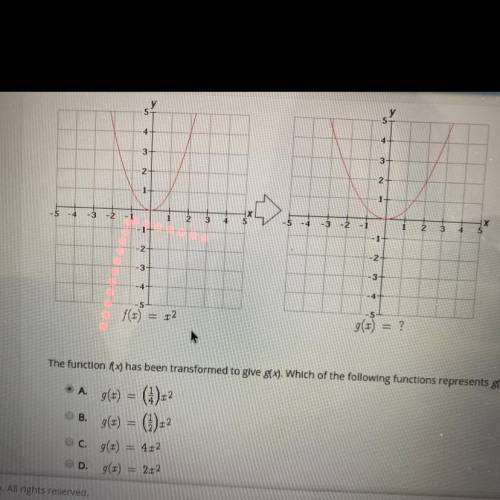 Select the correct answer f(x)= x2 g(x) =?