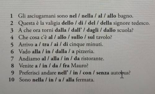 Does someone know italian i need to choose the right ones of the options
