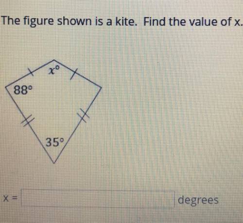 The figure shown is a kite. Find the value of x. Please help me