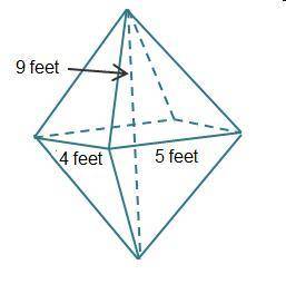 What is the volume of the figure below? 30 feet cubed 60 feet cubed 90 feet cubed 120 feet cubed
