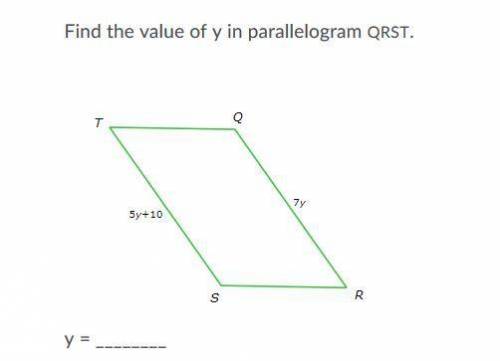 Find the value of y in parallelogram QRST.