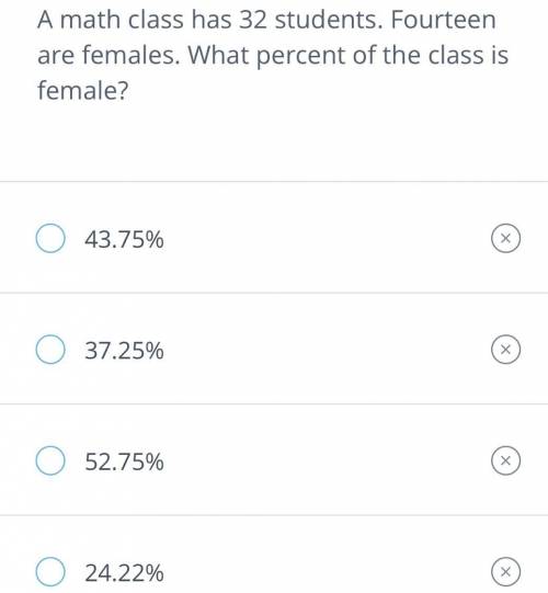 In a classroom of 32 students, 14 are female . What percentage of the class is male?