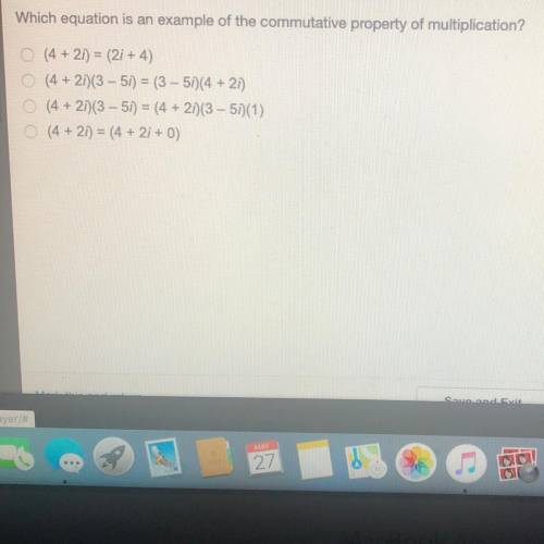 Which equation is an example of the commutative property of multiplication? Please help!