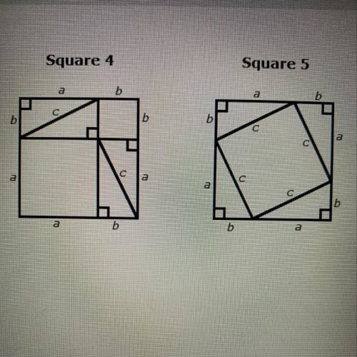 Using square is 1, 2 and 3 and eighth copies of the original triangle you can create squares four a