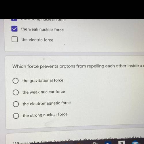 Which force prevents protons from repelling each other inside a nucleus?