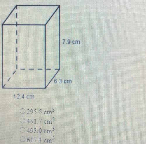 PLS HELP NEED TO PASS TEST :))) What is the volume of the given prism? Round the answer to the near