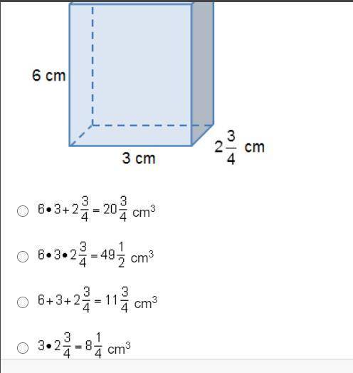 PLEASE ANSWER QUICKLY ITS TIMED!!! Which is the correct calculation for the volume of the prism