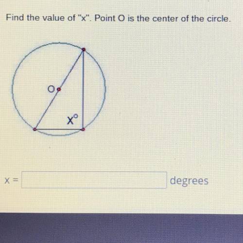 Find the value of x. Point O is the center of the circle
