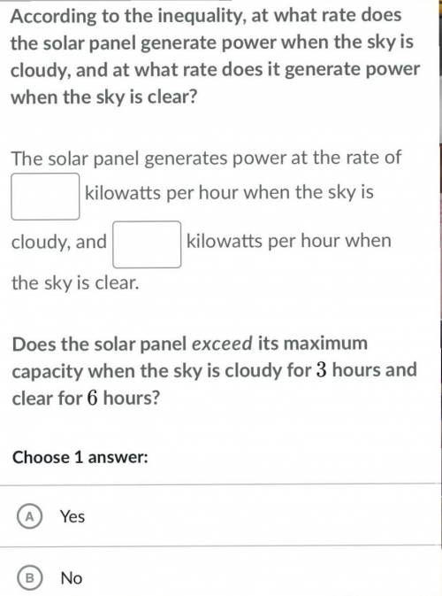According to the inequality, at what rate does the solar panel generate power when the sky is cloud