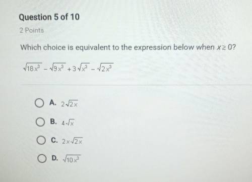 Which choice is equivalent to the expression below when x>0?