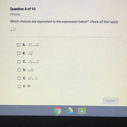 Answer plz!
Which choices are equivalent to the expression below? Check all that apply.