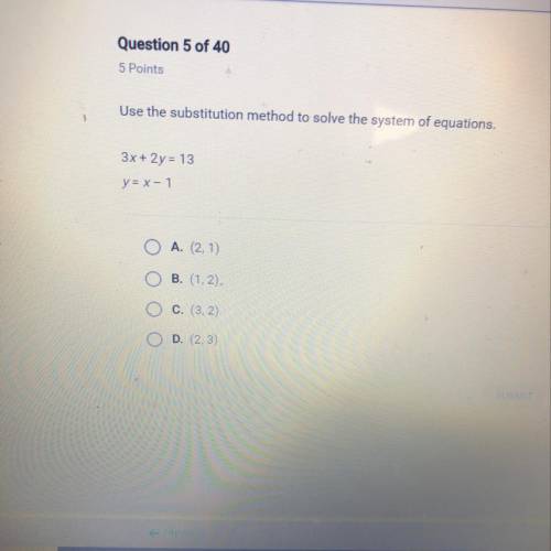Use the substitution method to solve the system of equations