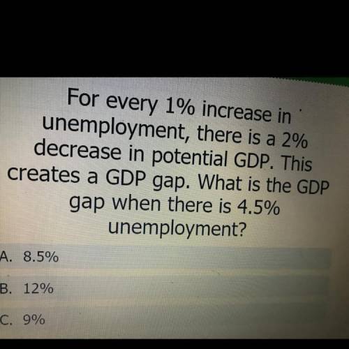 For every 1% increase in

unemployment, there is a 2%
decrease in potential GDP. This
creates a GD