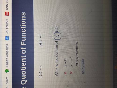 What is the domain of the functions (f/g)(x) if f(x)=x and g(x)=1? And Why?